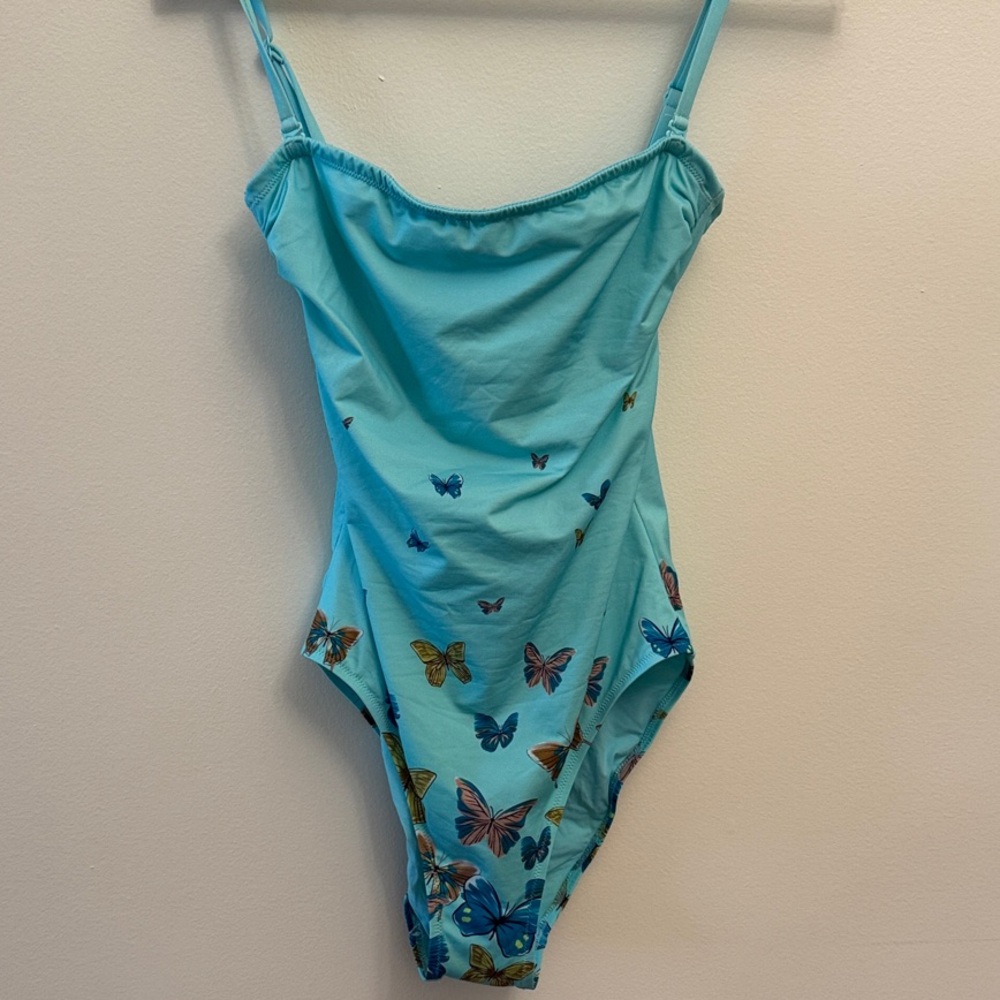 Vilebrequin Swimsuit Women’s One Piece Size 6 Light Blue Butterfly Accents